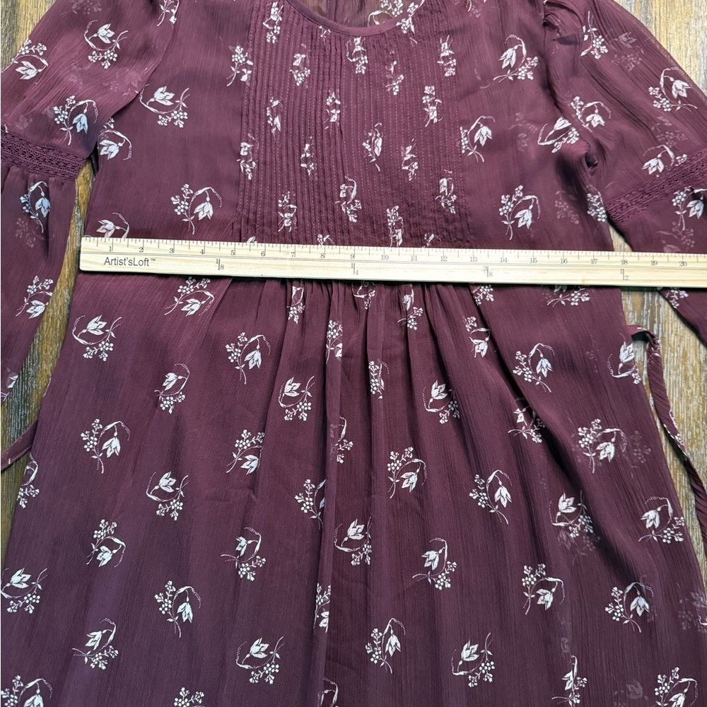 Abercrombie & Fitch Floral Burgundy Lined Dress Size XS - Picture 10 of 14